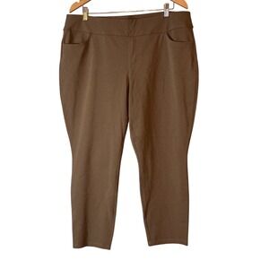 Susan Graver Weekend Womens XLP Petite‎ Taupe Brown Pull On Straight Leg Pants